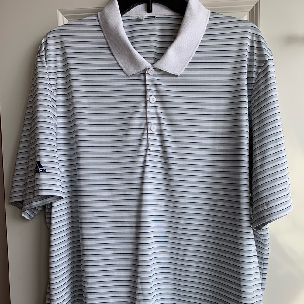Adidas White/Grey Golf Polo Shirt